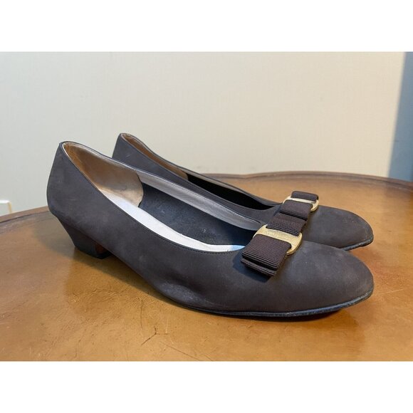 Salvatore Ferragamo Boutique Brown Leather Pumps Shoes Sz 10B (F85) - Picture 1 of 11